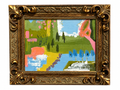 Original painting Pink Sands in a gold ornate frame, horizontal orientation