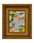 Harbour Island Fun in the Sun original acrylic painting by Sally Burroughs in a gold ornate frame