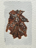 Original watercolor painting of a dark barnacled oyster shell on paper in a gold mini frame