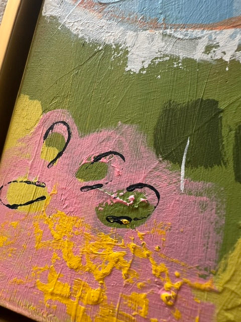 Detail shot of Dreaming of Eleuthera — pink and yellow texture