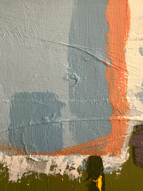 Detail shot of Dreaming of Eleuthera — blue and coral abstract forms