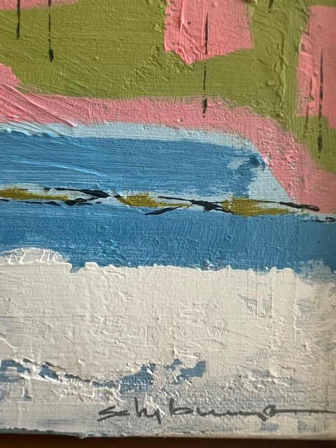 Detail shot of Dreaming of Eleuthera — pink blue and olive horizon
