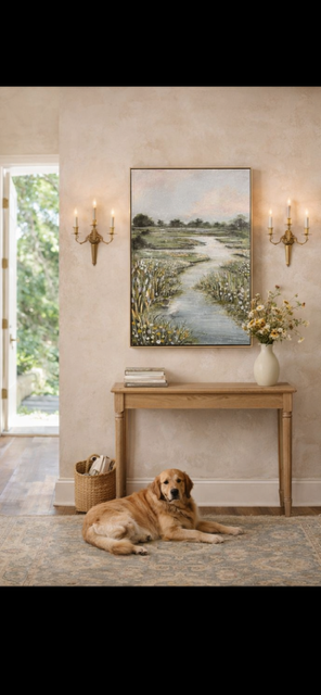 Floral Marsh — full painting view with frame
