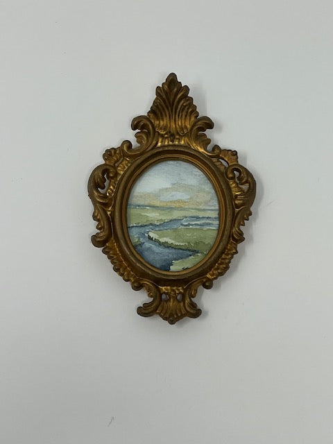 Watercolor Marsh in Antique Frame