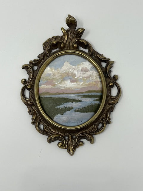Marshscape in Vintage Brass Frame